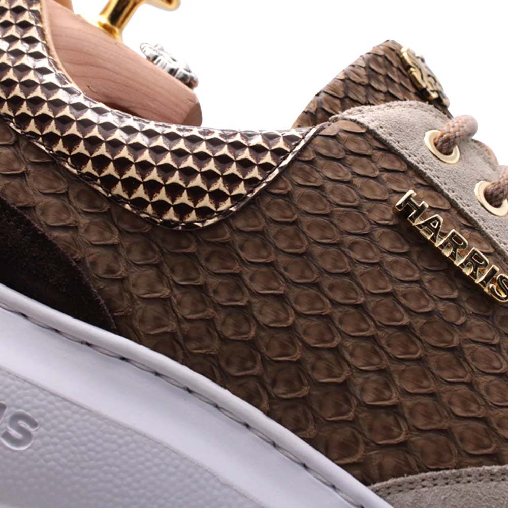 Harris Firenze 1913 Precious Python & Suede Sneakers Brown