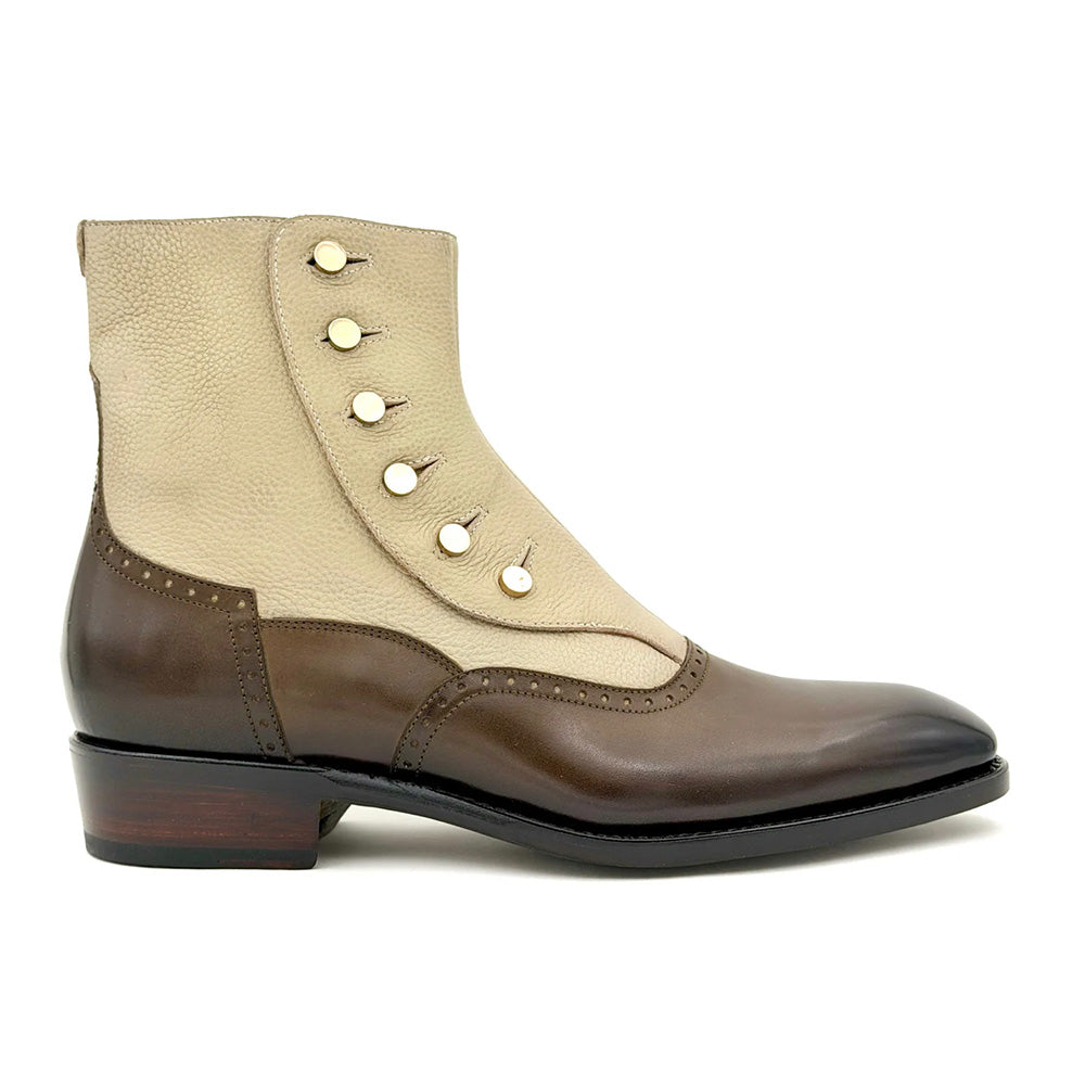 Ugo Vasare Liam Pebble Grain Zipper Boot Brown / Beige