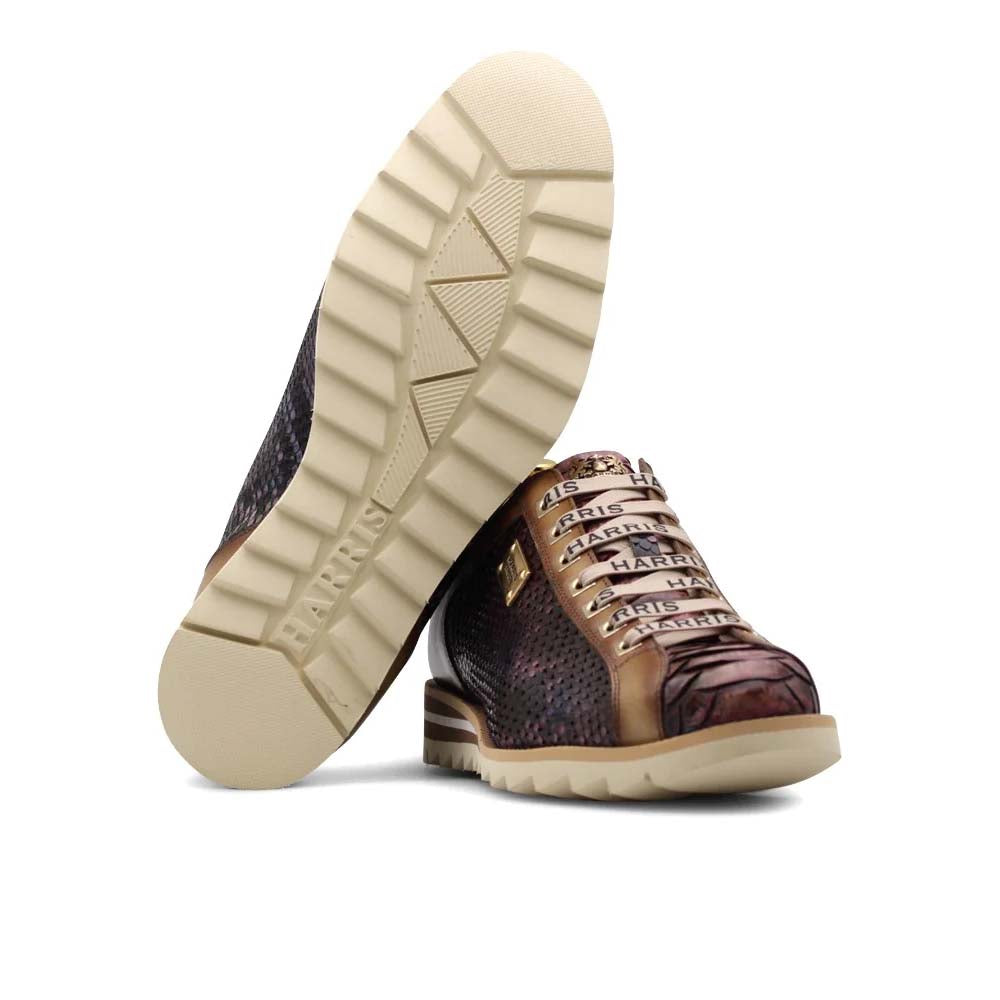 Harris Firenze 1913 Hand Shaded Python Sneakers Brown