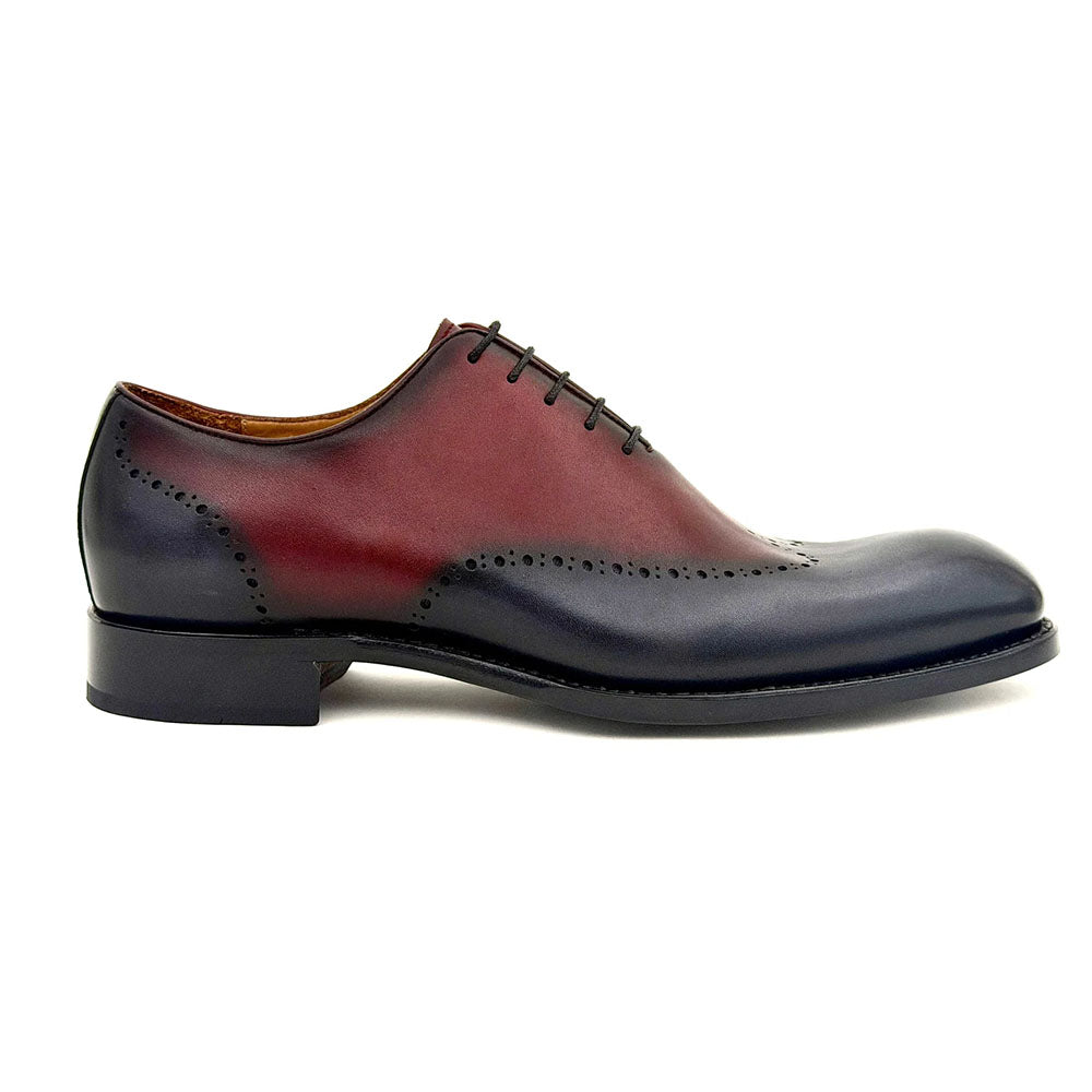 Ugo Vasare Williams Leather Wholecut Wingtip Oxford Burgundy / Grey