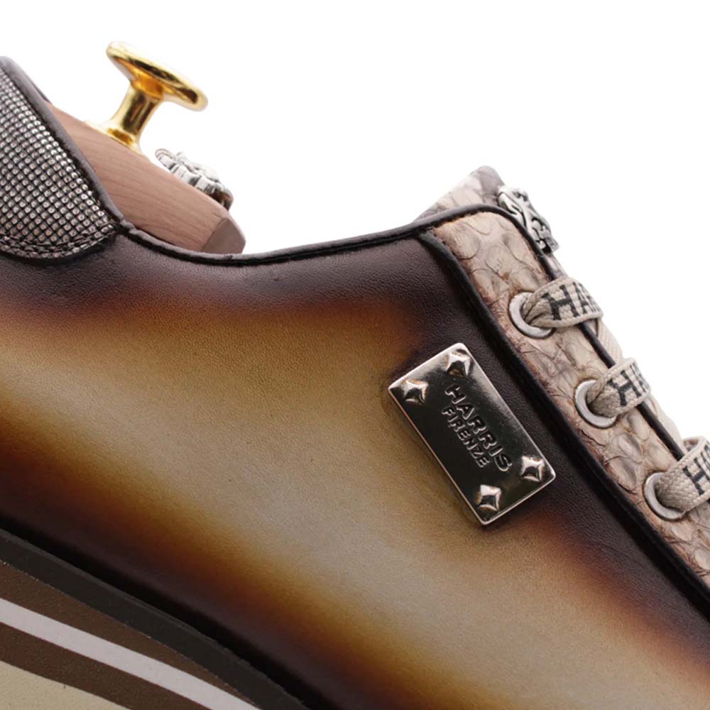 Harris Firenze 1913 Hand Shaded Python Sneakers Brown