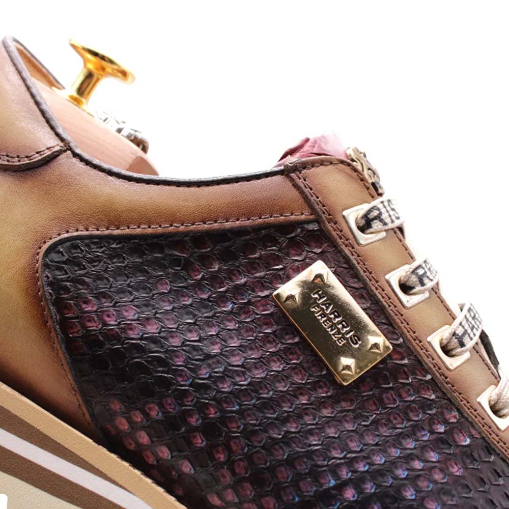 Harris Firenze 1913 Hand Shaded Python Sneakers Brown