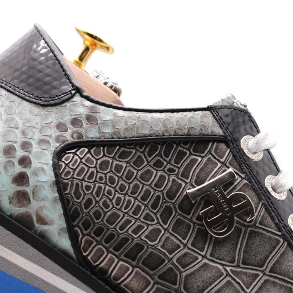 Harris Firenze 1913 Coccodrillo / Python Leather Sneaker Celetste