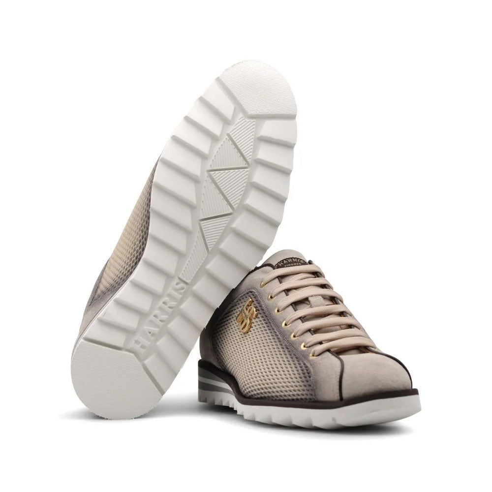 Harris Firenze 1913 Hand Shaped Pierced Leather Sneakers Beige