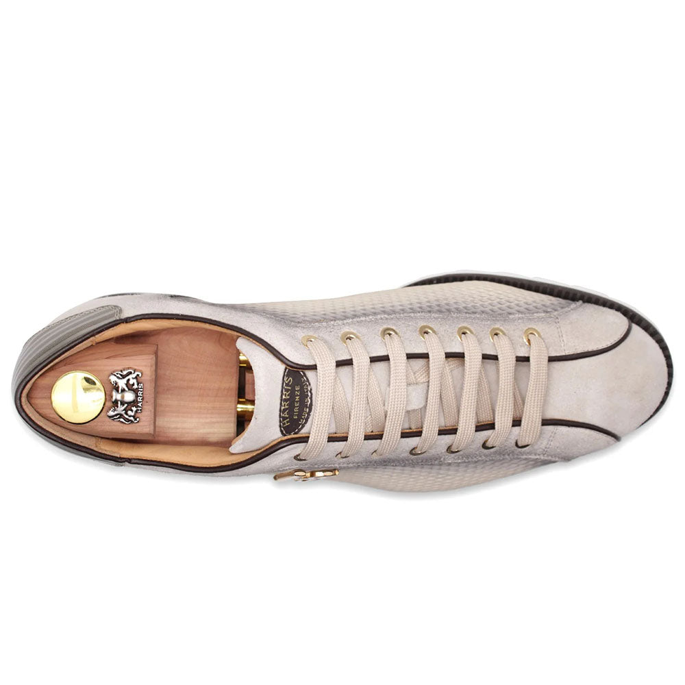 Harris Firenze 1913 Hand Shaped Pierced Leather Sneakers Beige