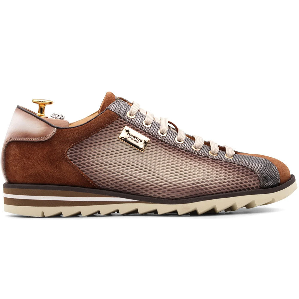 Harris Firenze 1913 Shaded Pierced Leather & Suede Sneakers Caffè