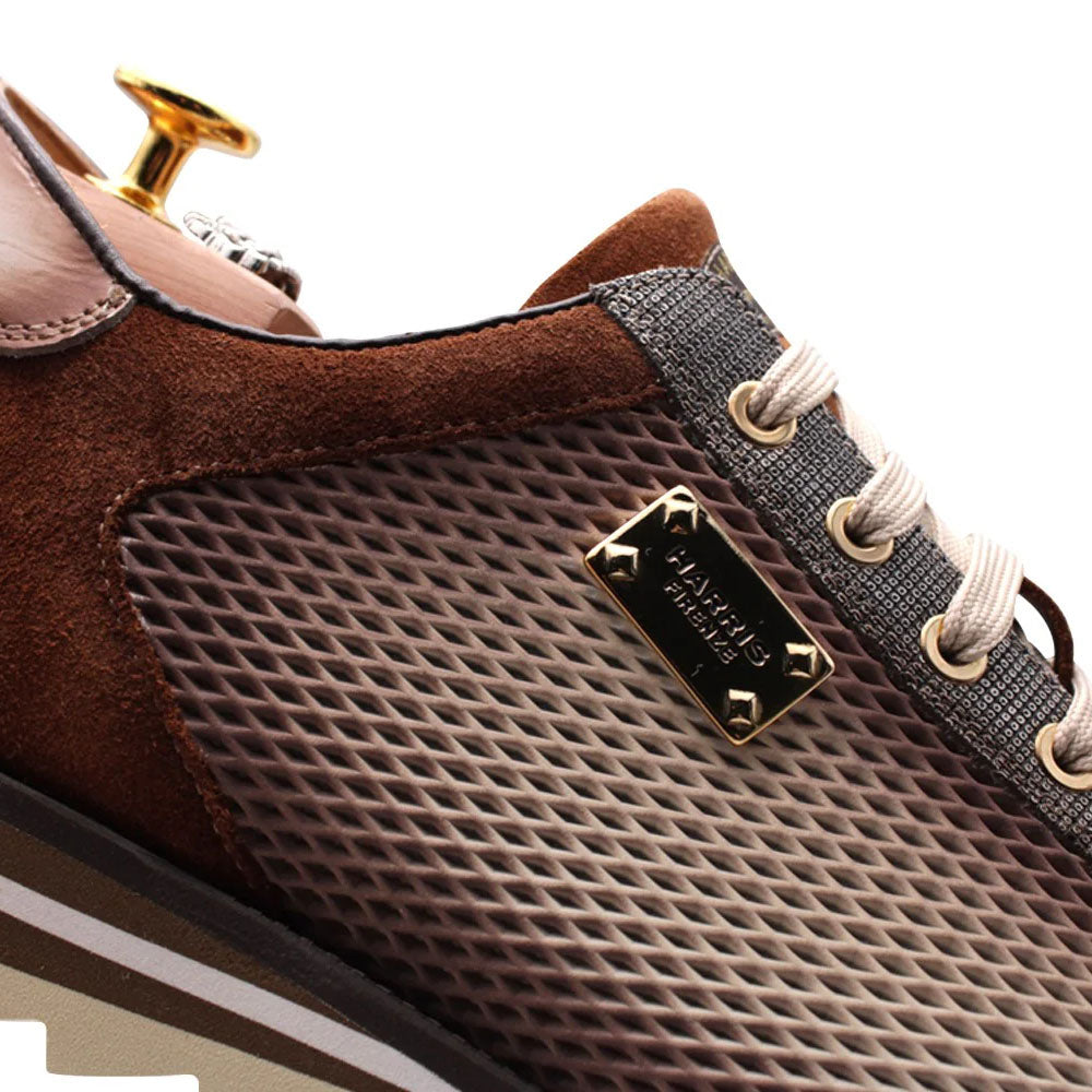 Harris Firenze 1913 Shaded Pierced Leather & Suede Sneakers Caffè