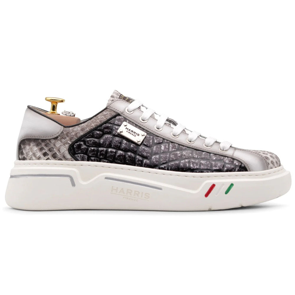 Harris Firenze 1913 Printed Crocodile & Precious Leather Sneakers Black
