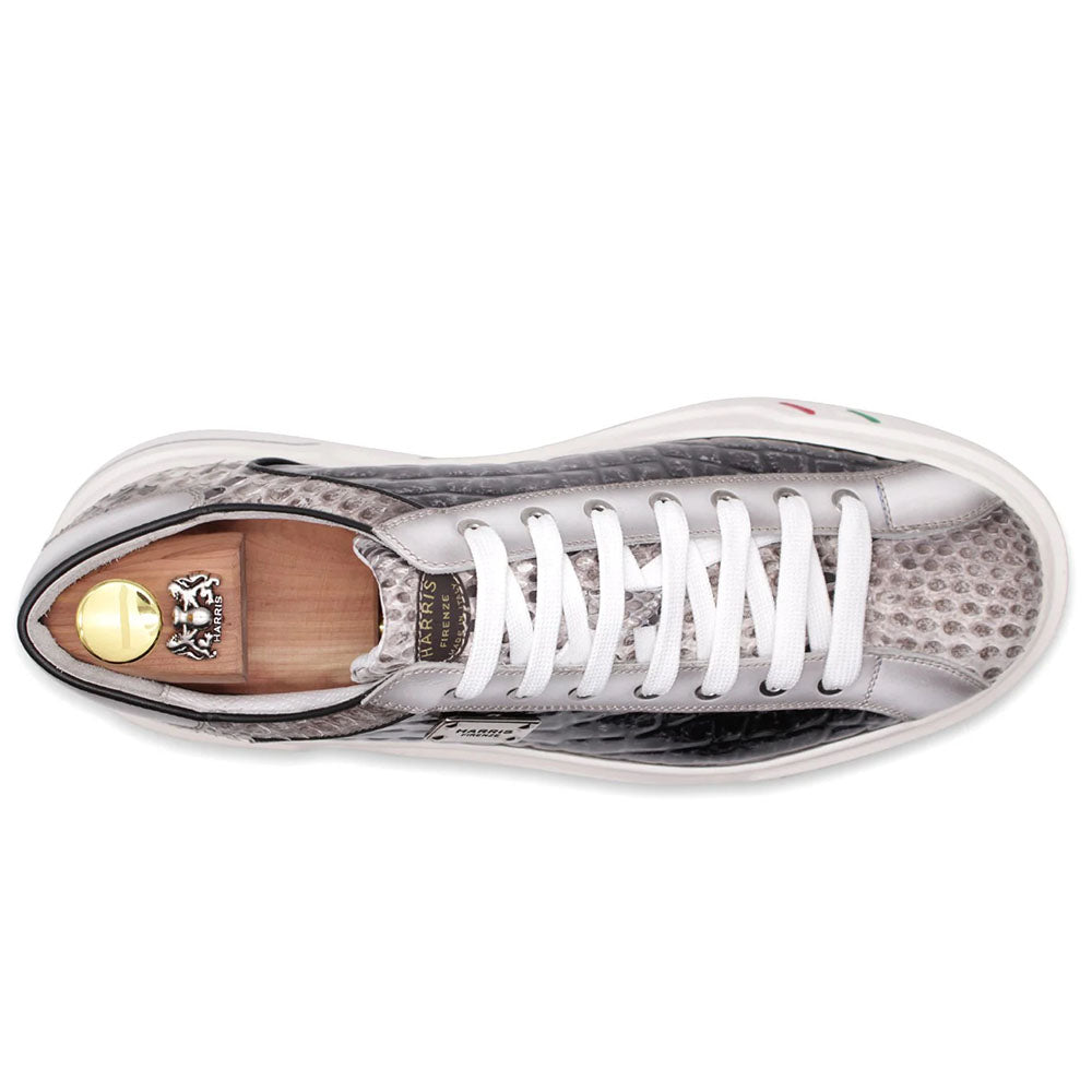 Harris Firenze 1913 Printed Crocodile & Precious Leather Sneakers Black