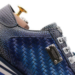 Harris Firenze 1913 Hand-Woven Shaded Leather Sneakers Blue