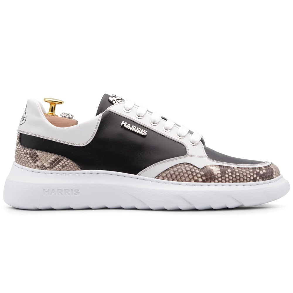 Harris Firenze 1913 Precious Python & Leather Sneakers Black