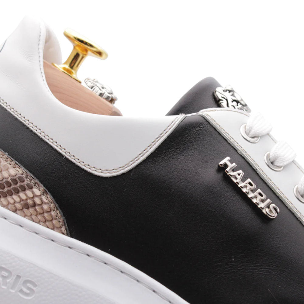 Harris Firenze 1913 Precious Python & Leather Sneakers Black