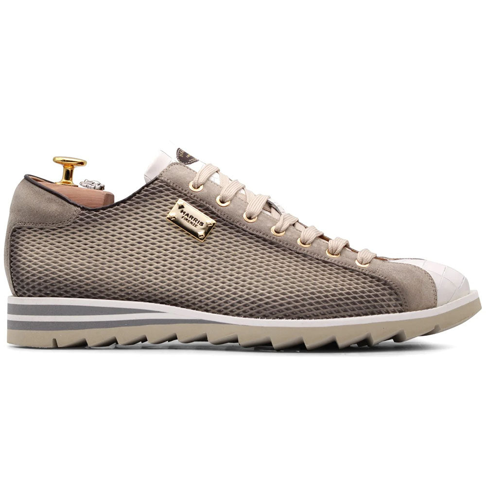Harris Firenze 1913 Hand Shaped Pierced Leather Sneakers Beige