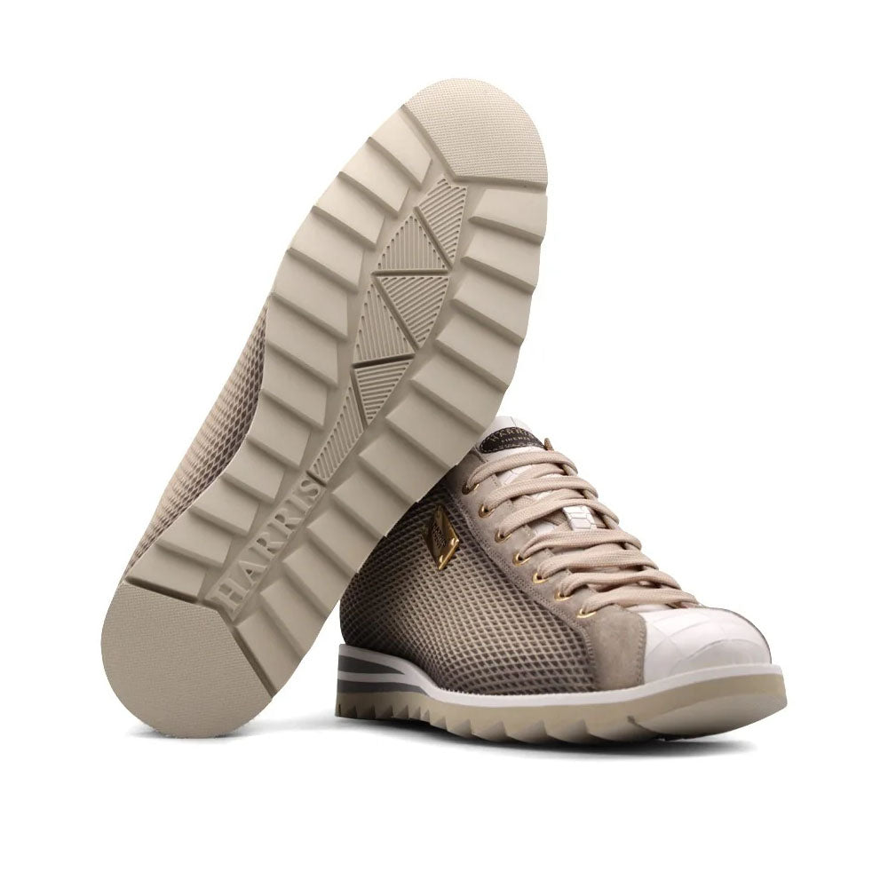 Harris Firenze 1913 Hand Shaped Pierced Leather Sneakers Beige