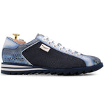 Harris Firenze 1913 Precious Python & Pierced Leather Sneakers Blue