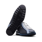 Harris Firenze 1913 Precious Python & Pierced Leather Sneakers Blue