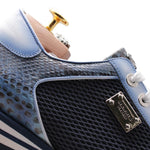 Harris Firenze 1913 Precious Python & Pierced Leather Sneakers Blue