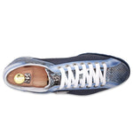 Harris Firenze 1913 Precious Python & Pierced Leather Sneakers Blue