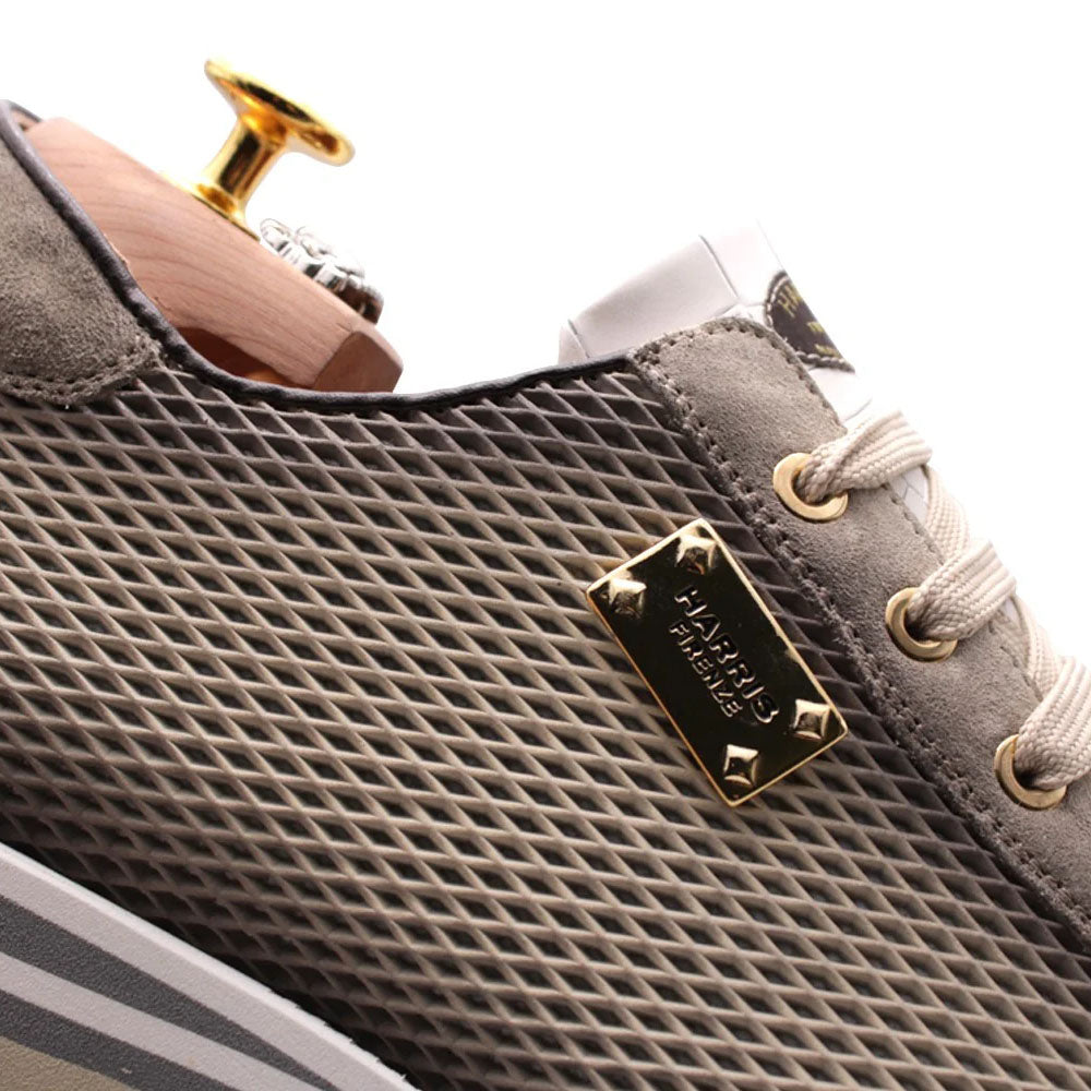 Harris Firenze 1913 Hand Shaped Pierced Leather Sneakers Beige