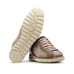 Harris Firenze 1913 Precious Python & Pierced Leather Sneakers Beige