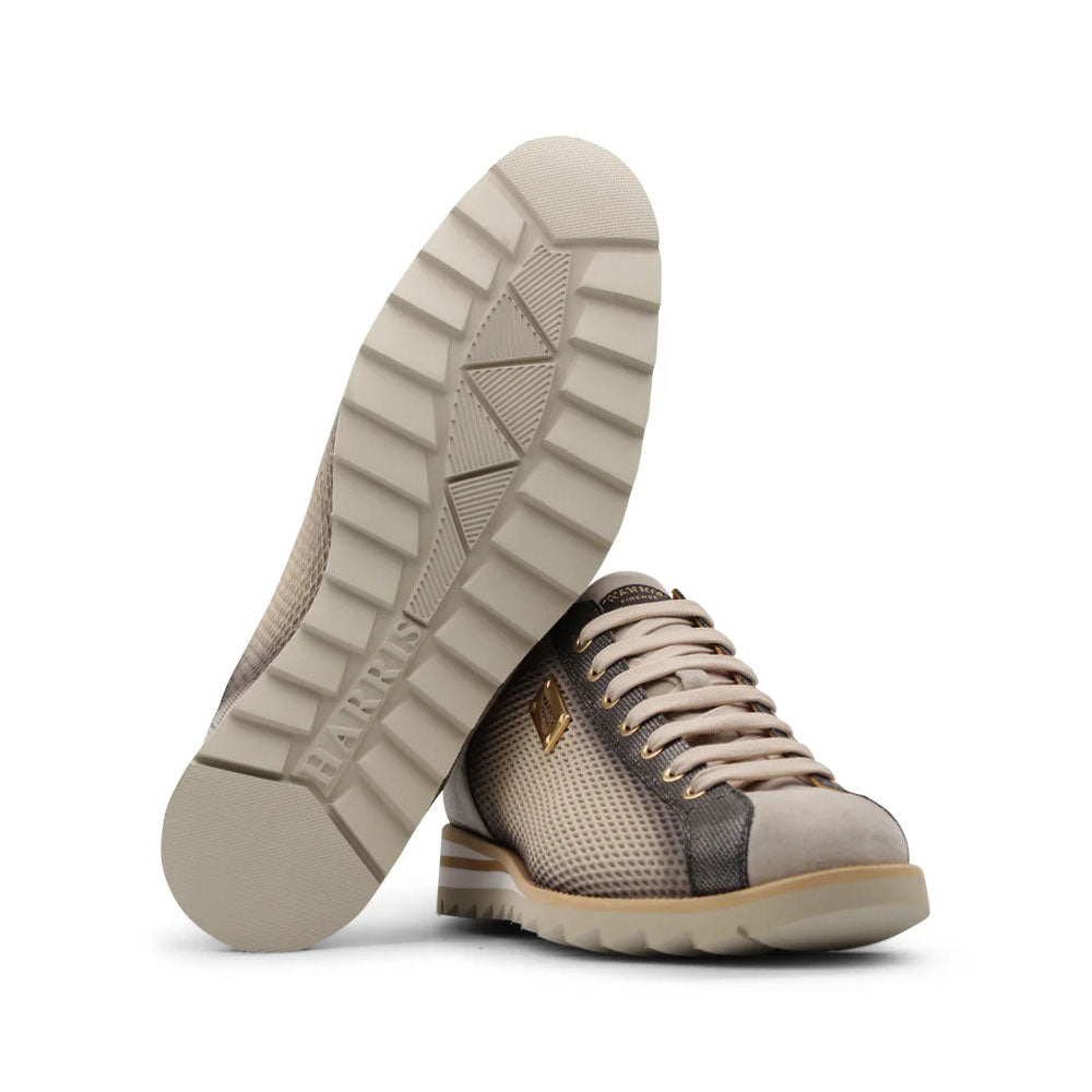 Harris Firenze 1913 Hand Shaped Pierced Leather Sneakers Beige