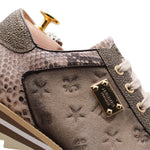 Harris Firenze 1913 Precious Python & Pierced Leather Sneakers Beige
