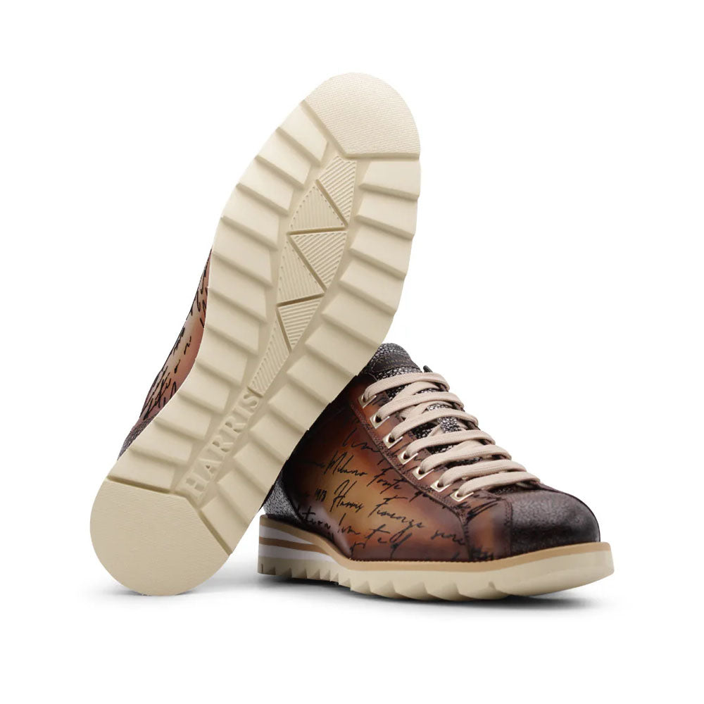 Harris Firenze 1913 Hand Painted Signature Sneakers Brown