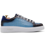 Harris Firenze 1913 Hand Painted Crocodile Printed Leather Sneakers Blue