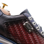 Harris Firenze 1913 Hand-Woven Shaded Leather Sneakers Red