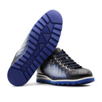 Harris Firenze 1913 Hand-Woven Shaded Leather Sneakers Blue