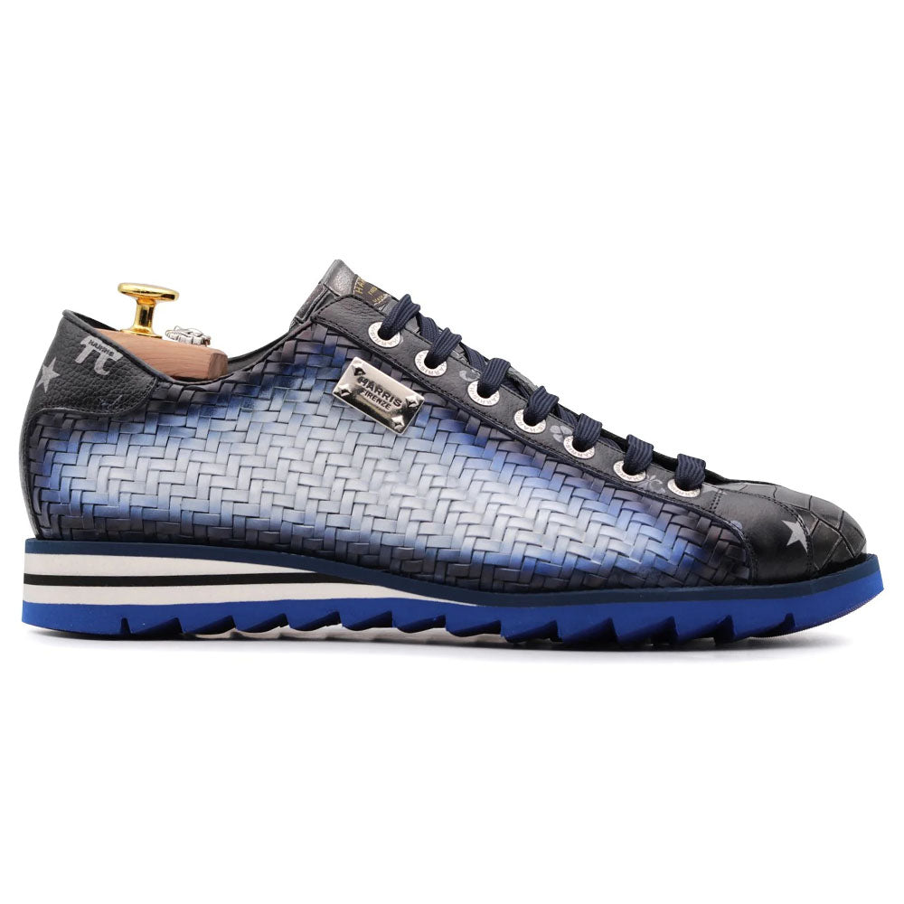 Harris Firenze 1913 Hand-Woven Shaded Leather Sneakers Blue