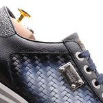 Harris Firenze 1913 Hand-Woven Shaded Leather Sneakers Blue