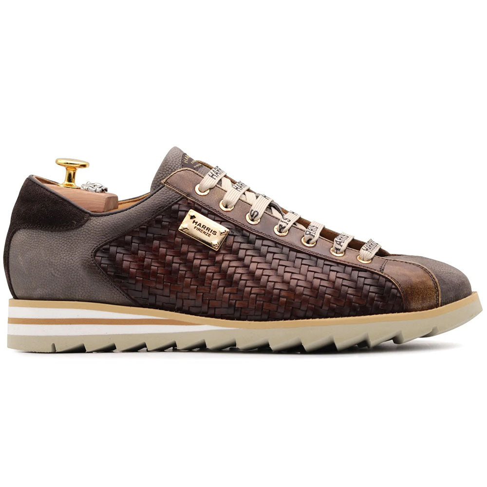 Harris Firenze 1913 Hand-Woven Shaded Leather Sneakers Brown