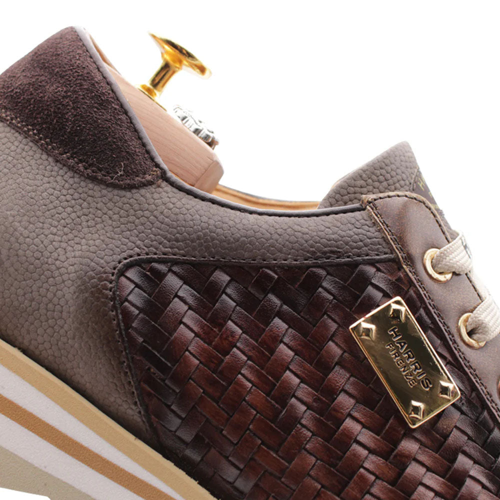 Harris Firenze 1913 Hand-Woven Shaded Leather Sneakers Brown