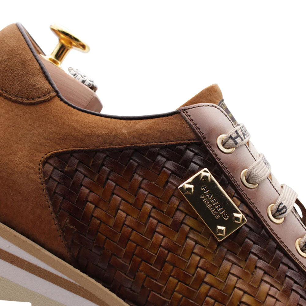 Harris Firenze 1913 Hand-Woven Shaded Leather Sneakers Brown