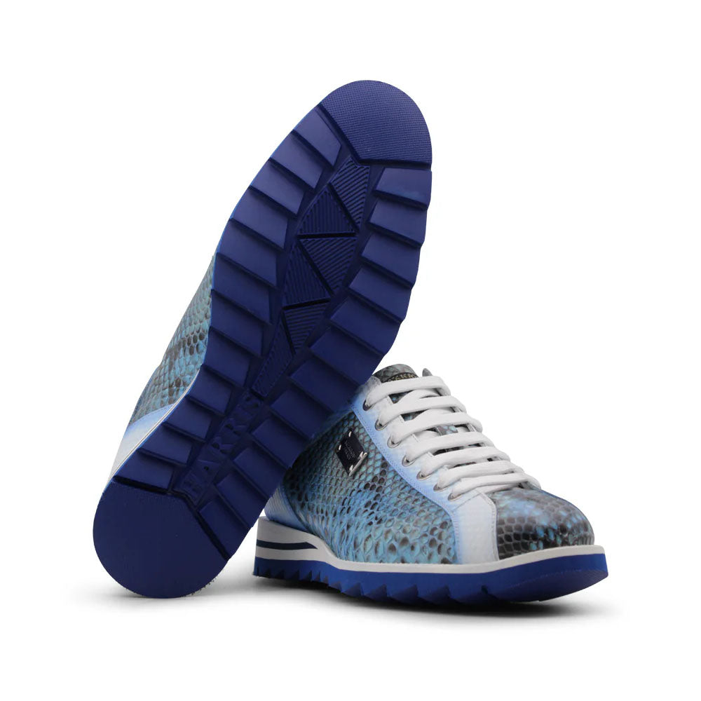 Harris Firenze 1913 Python & Fine Leather Sneakers Blue