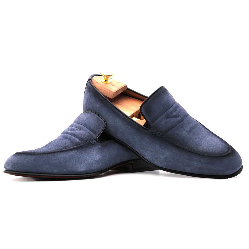Harris Firenze 1913 Suede Penny Moccasin Blue