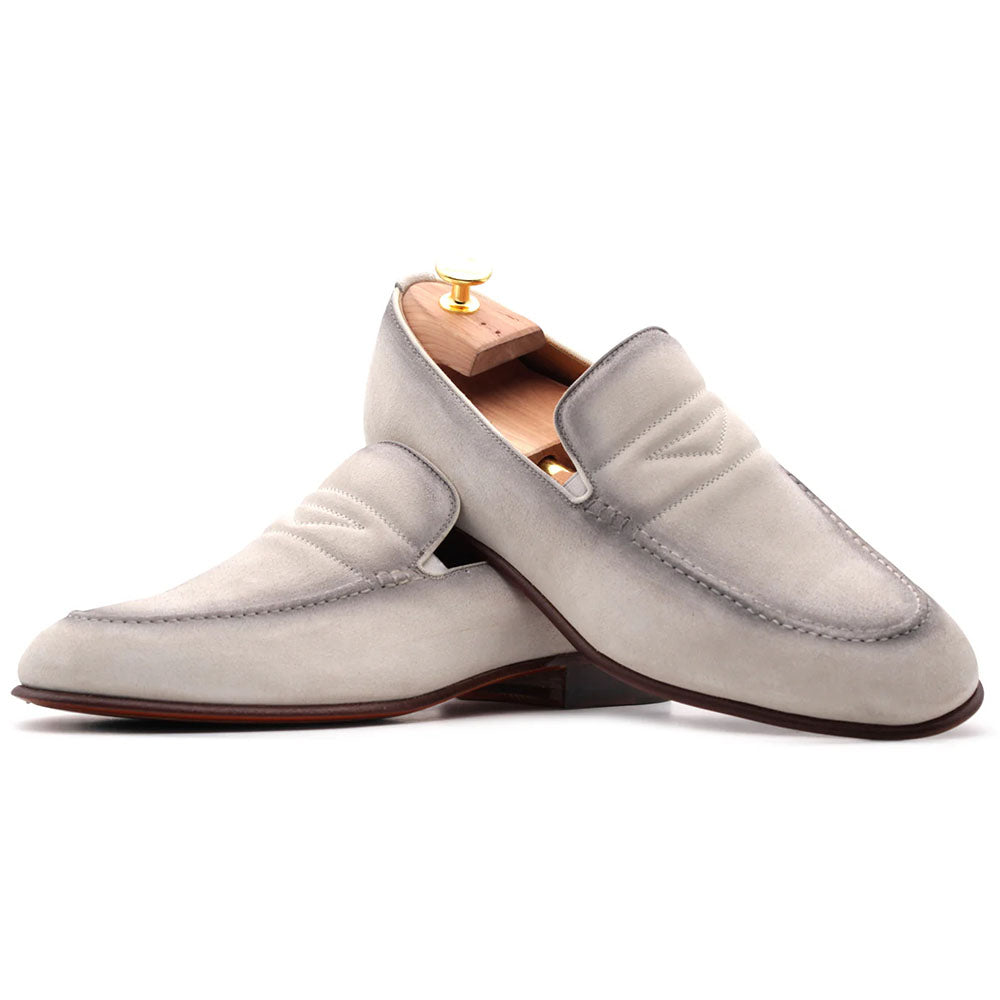 Harris Firenze 1913 Suede Penny Moccasin White