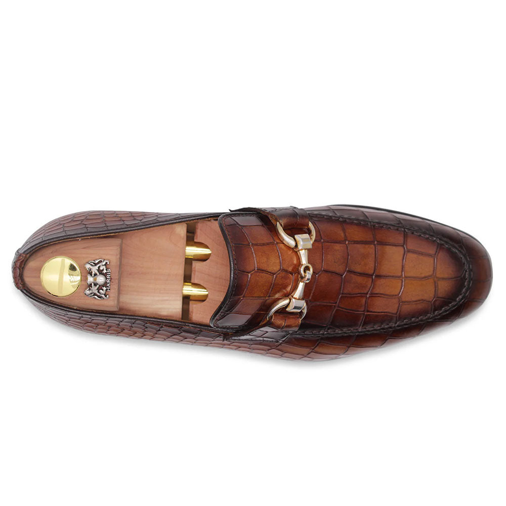 Harris Firenze 1913 Crocodile Print Bit Moccasin Honey