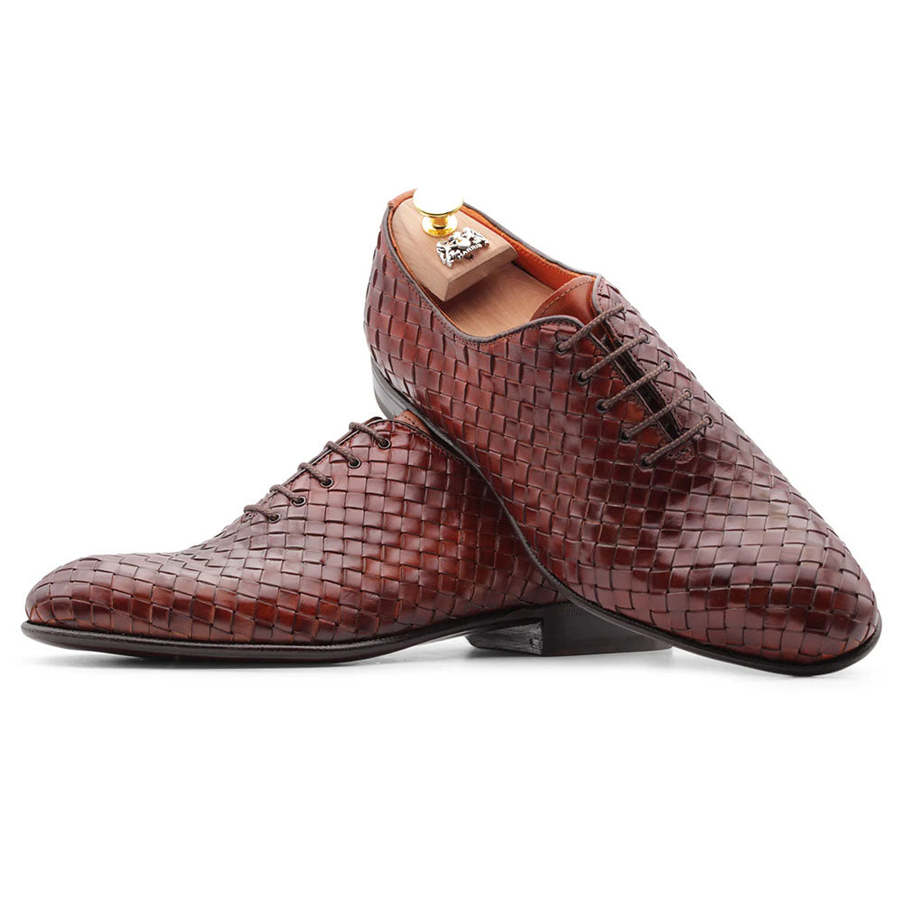Harris Firenze 1913 Hand Woven Shaded Leather Oxford Brown