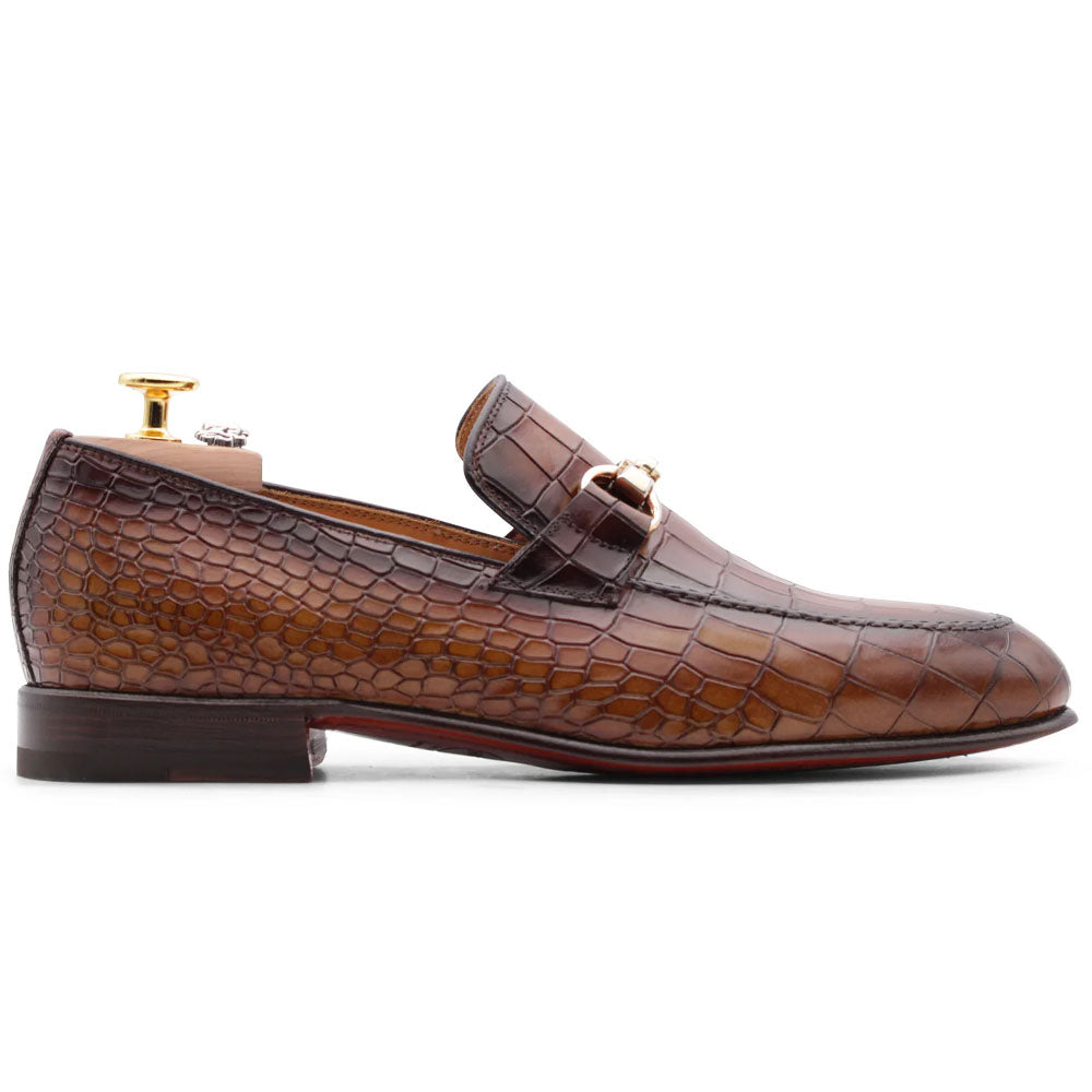 Harris Firenze 1913 Crocodile Print Bit Moccasin Honey