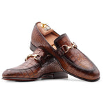 Harris Firenze 1913 Crocodile Print Bit Moccasin Honey