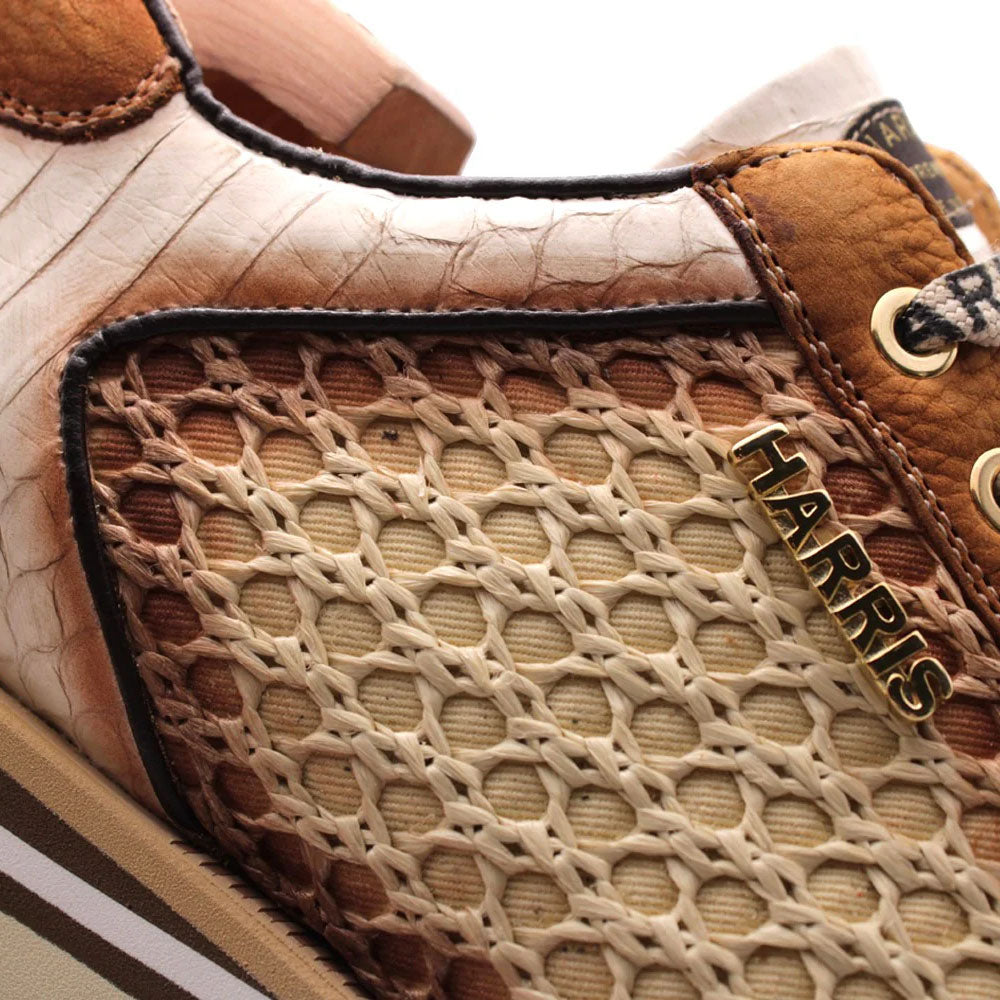 Harris Firenze 1913 Python & Raffia Sneakers Brown