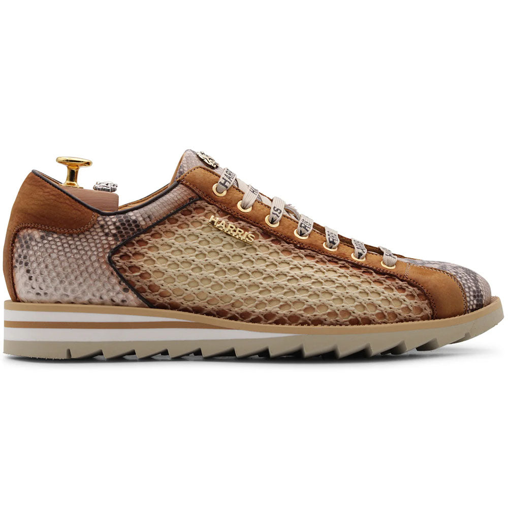 Harris Firenze 1913 Python & Raffia Sneakers Brown