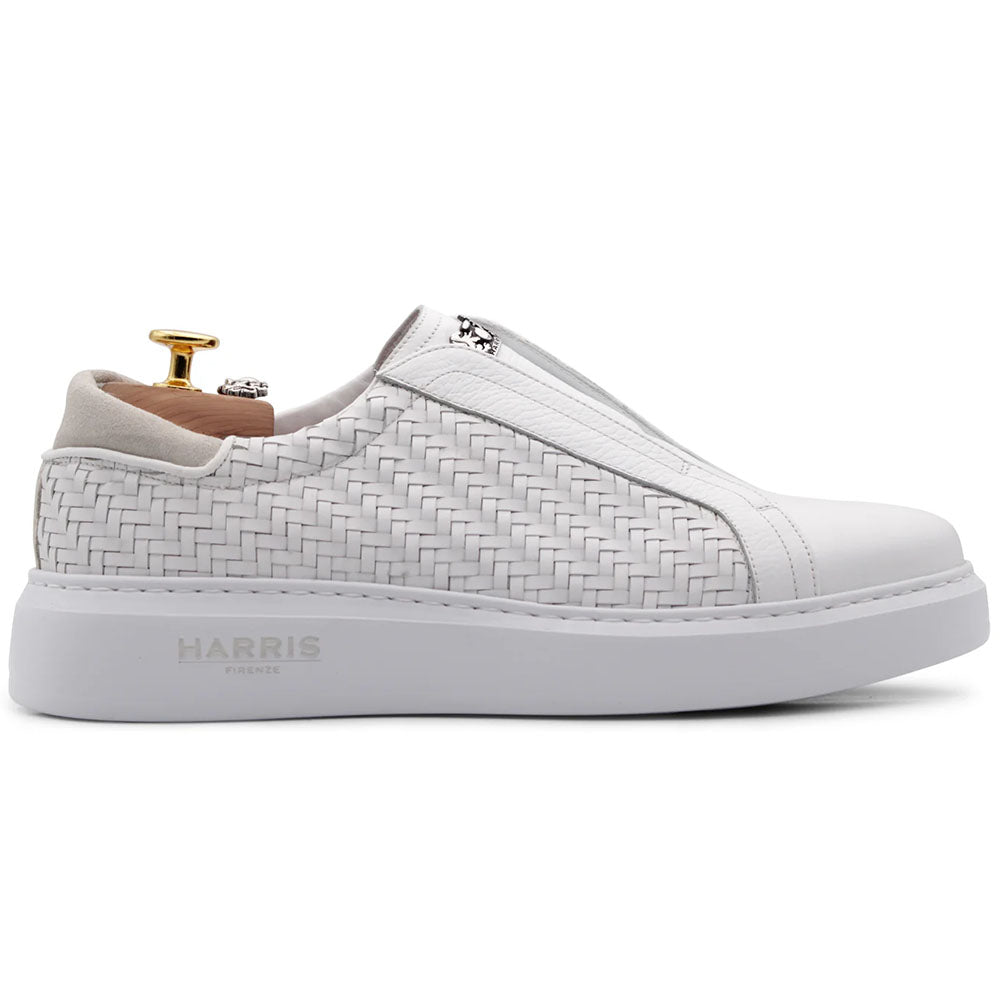 Harris Firenze 1913 Woven Leather Slip-On Sneakers White