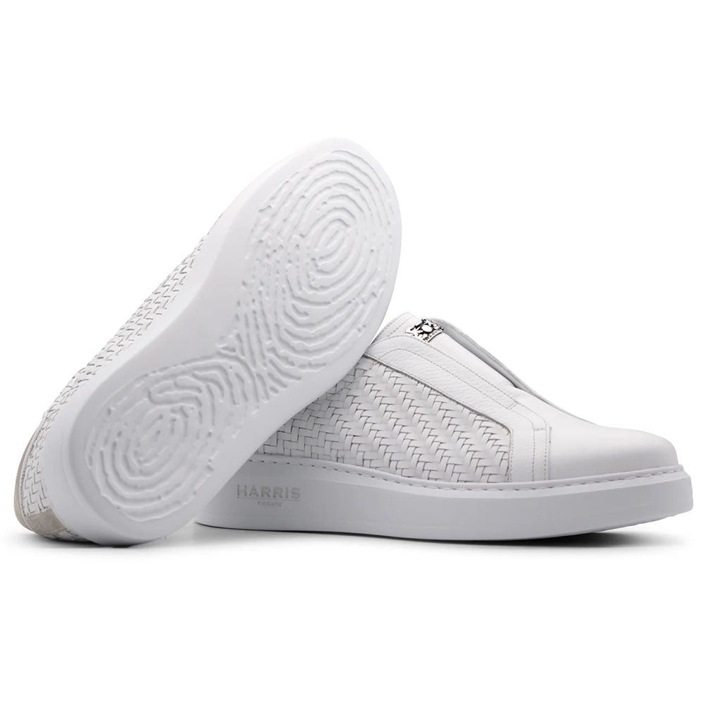 Harris Firenze 1913 Woven Leather Slip-On Sneakers White