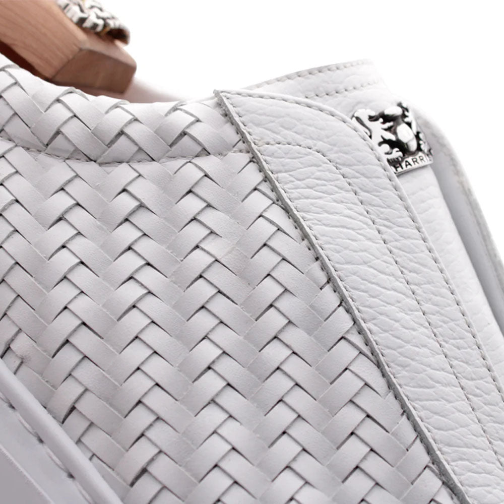 Harris Firenze 1913 Woven Leather Slip-On Sneakers White