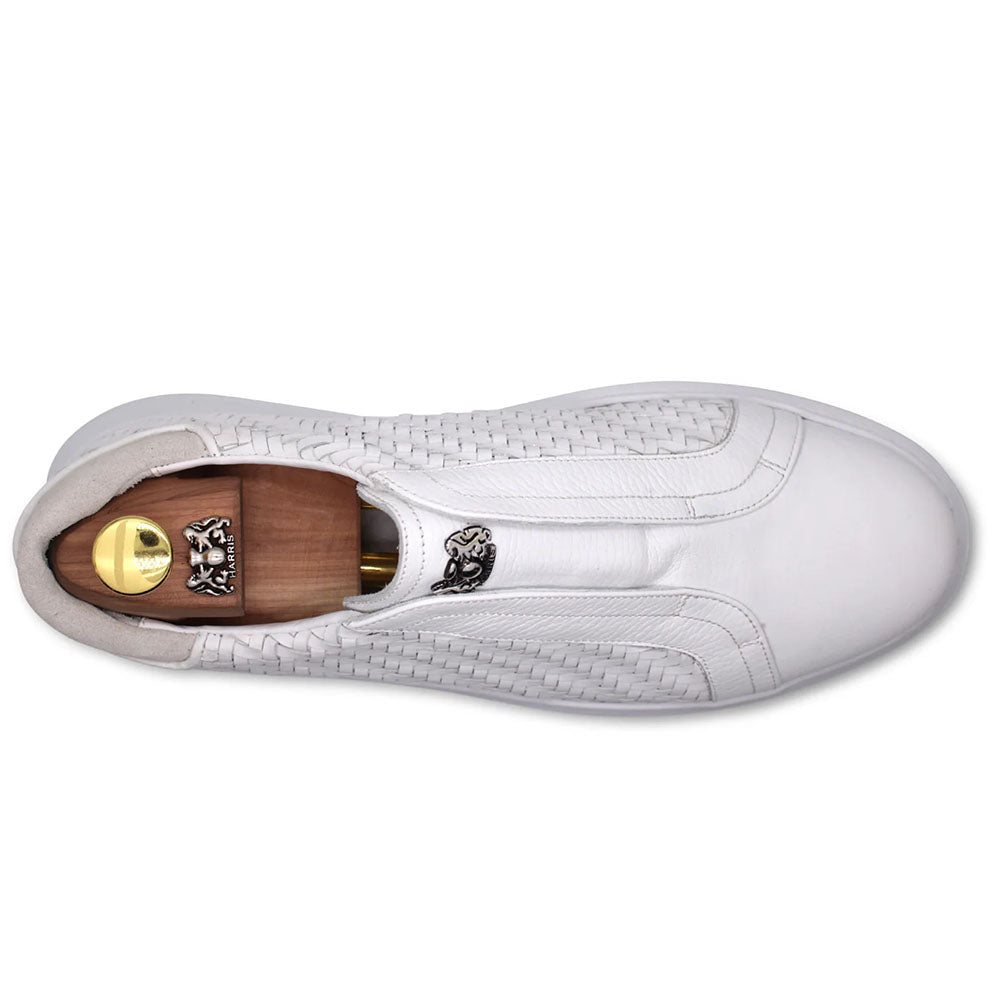 Harris Firenze 1913 Woven Leather Slip-On Sneakers White