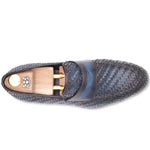 Harris Firenze 1913 Hand Painted Woven Leather Moccasin Blue