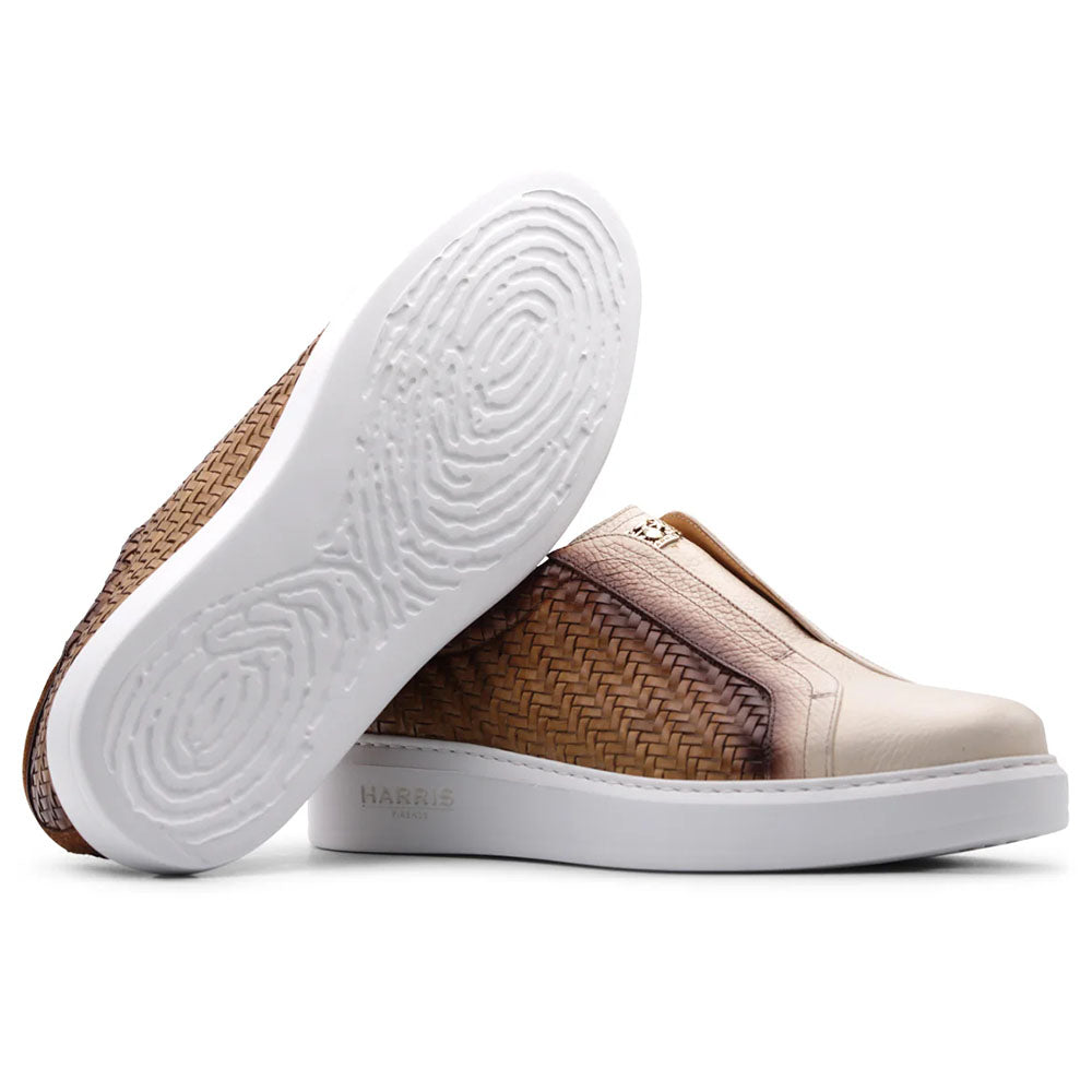 Harris Firenze 1913 Woven Leather Slip-On Sneakers Beige